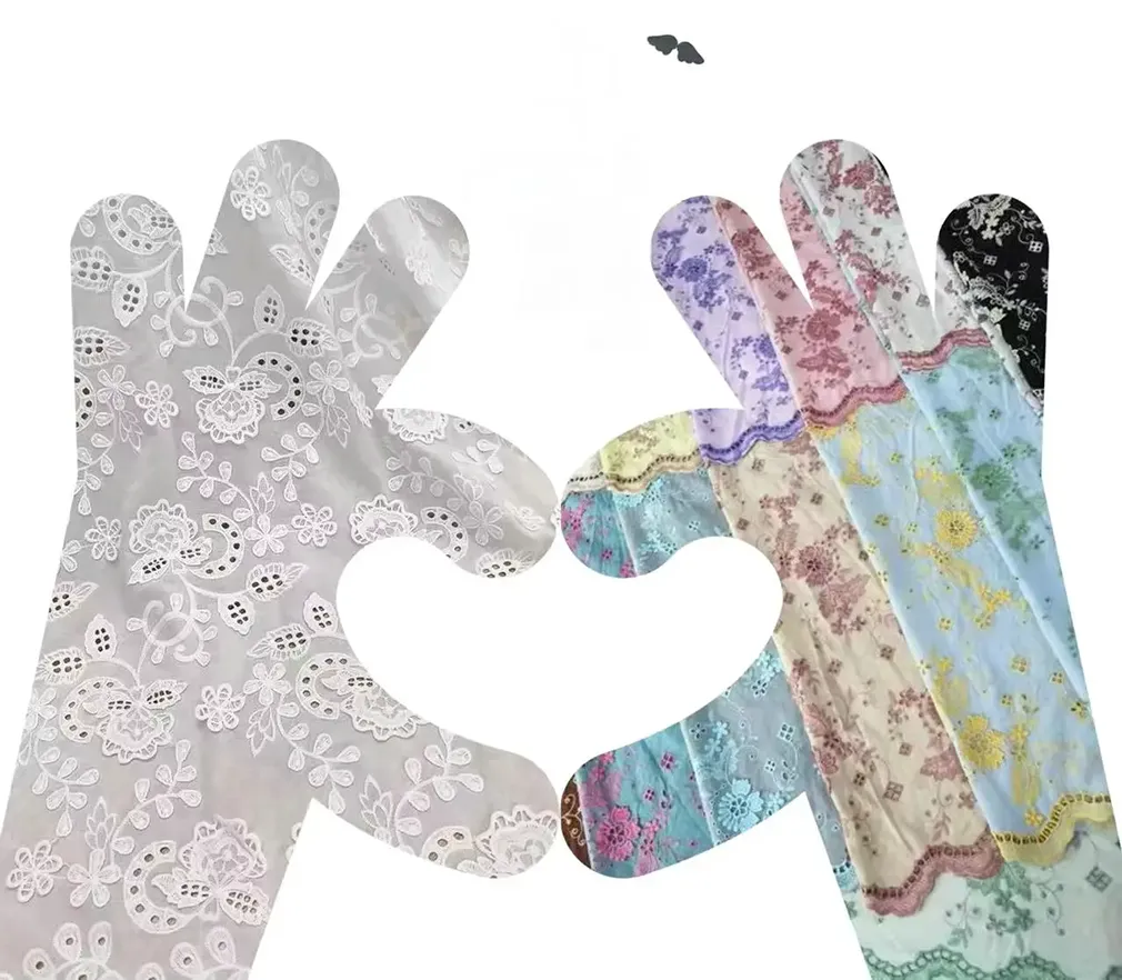 Custom Embroidered Cotton Lace Eyelet Fabric