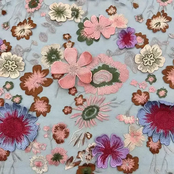 New Arrival Velvet Laser Cut Flower Pattern Lace Fabric