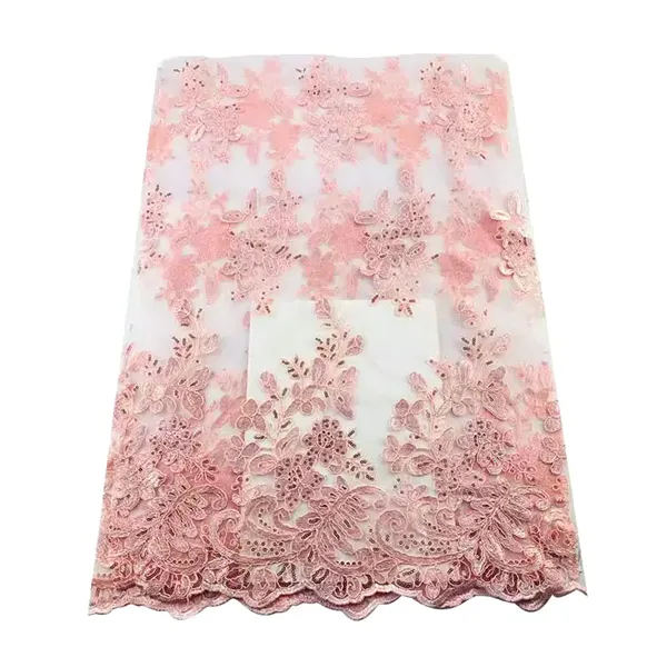 New Arrival Velvet Laser Cut Flower Pattern Lace Fabric