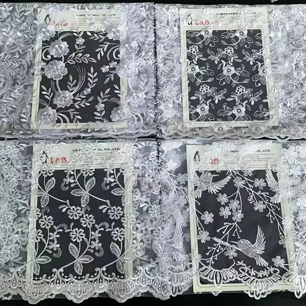 New Arrival Velvet Laser Cut Flower Pattern Lace Fabric