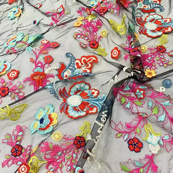 New Arrival Velvet Laser Cut Flower Pattern Lace Fabric