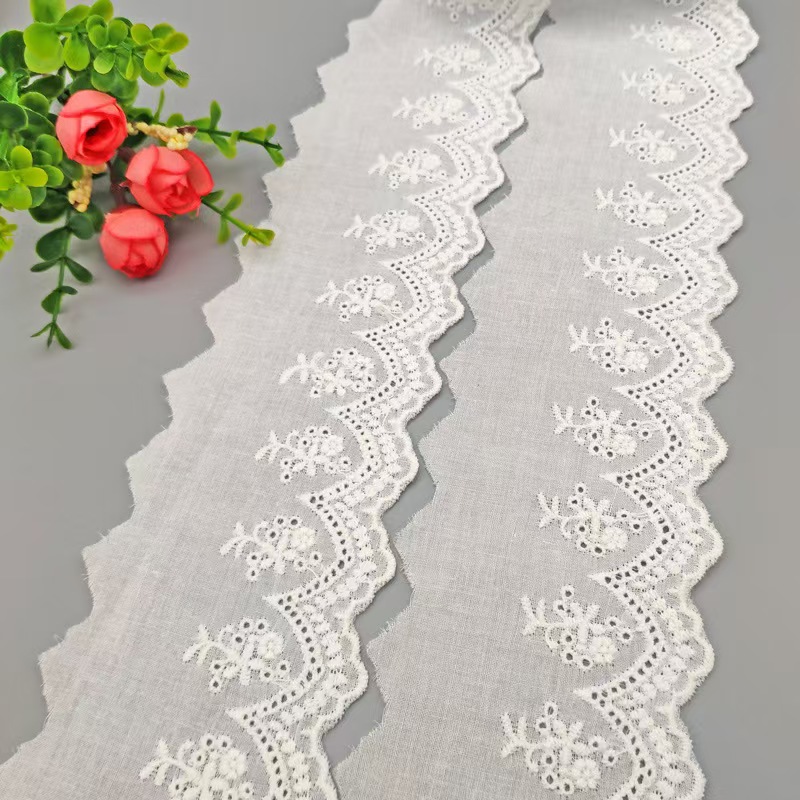 T/C Cotton Lace Trimming Embroidery Cotton Lace Trim Flower T/C Eyelet Lace Trimming