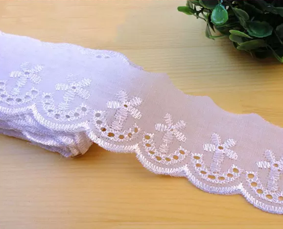 Thời trang polyester màu trắng polyester tc trang trí ren, trang trí đầy màu sắc tc ren