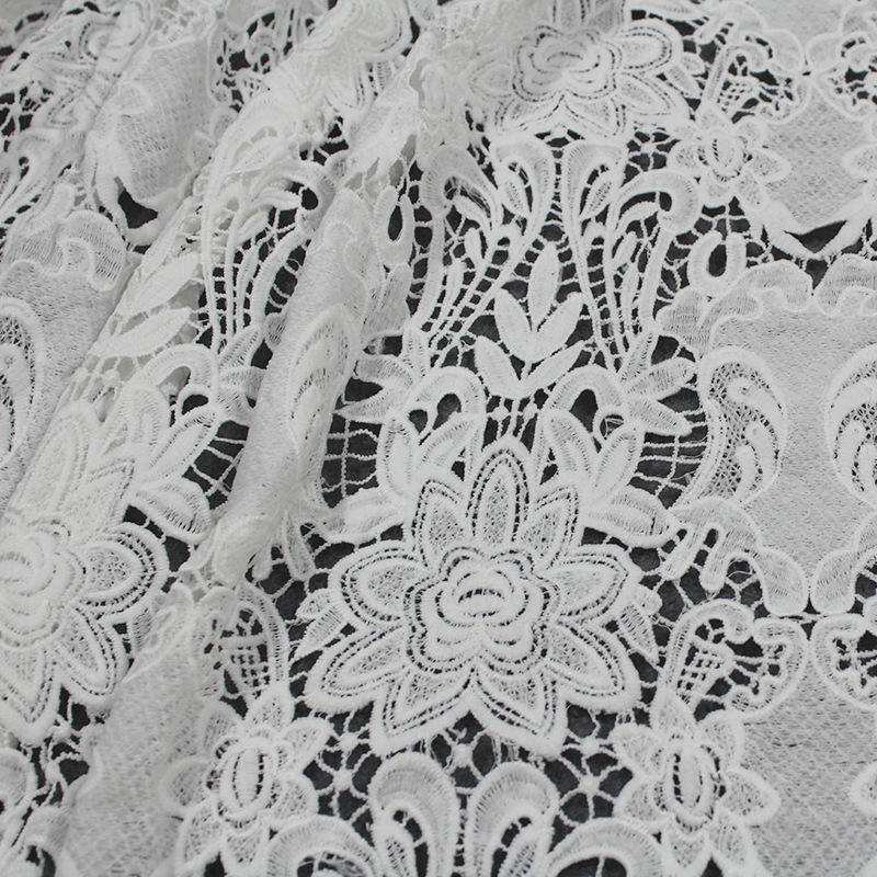 Vải thêu polyester đan bằng vải tuyn