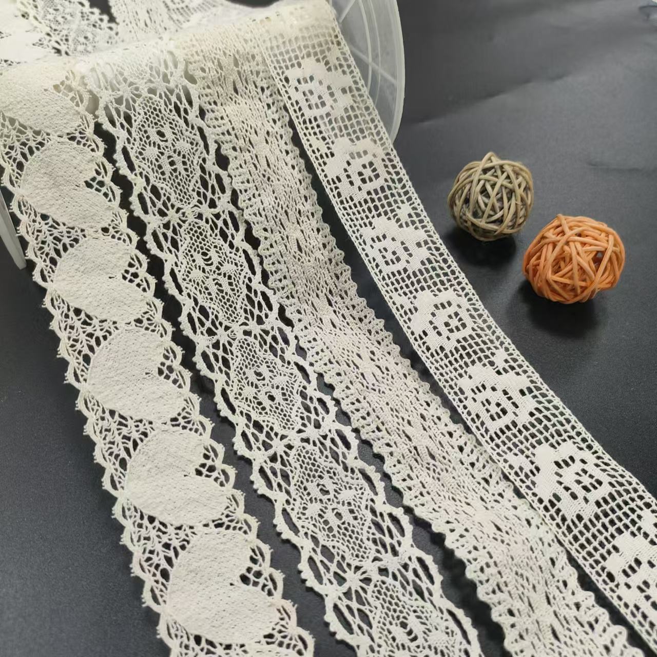 Trắng 100% cotton hẹp ren ren ren ren