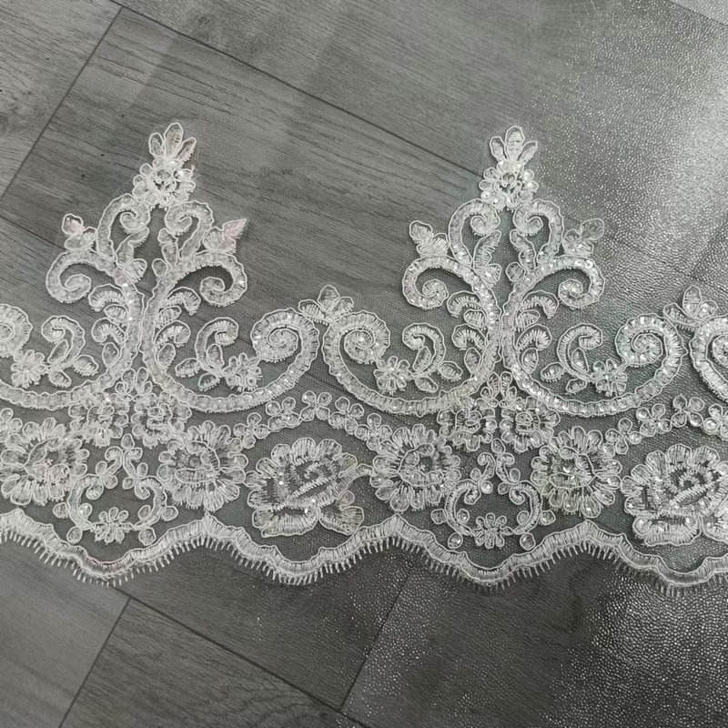 Cô dâu màu trắng sang trọng ren ren thêu trang trí ren cô dâu cho váy cưới