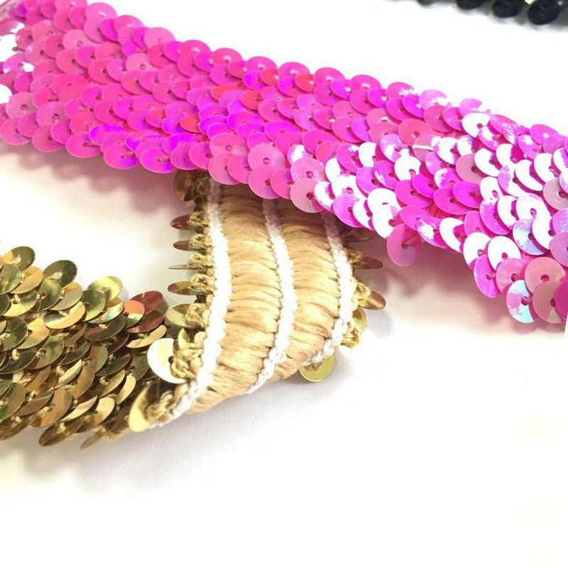 Chiều rộng khác nhau bling kết thúc bện bện sequin ren trang trí