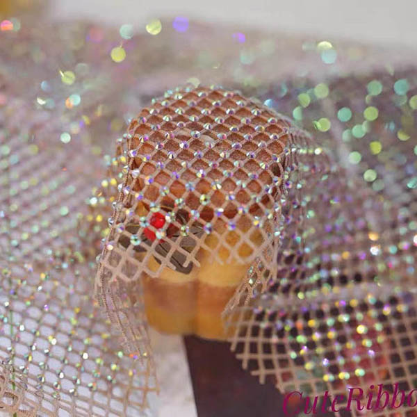 Vải lưới Rhinestone Vải đàn hồi