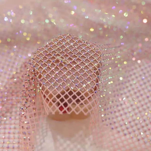 Rhinestone lưới đàn hồi vải